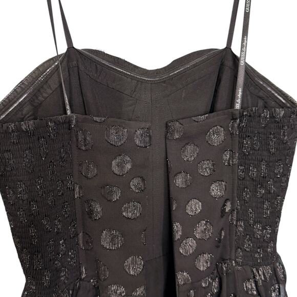 Guess Size 4 Sweetheart Neck Strapless Party Dress Black Swiss Dot Romantic‎ LBD - Picture 5 of 11